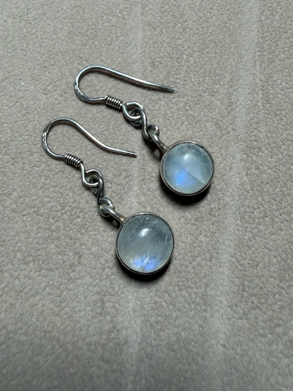 925 Sterling Silver Natural Moonstone Dangle Drop Earrings - Boho Minimalist